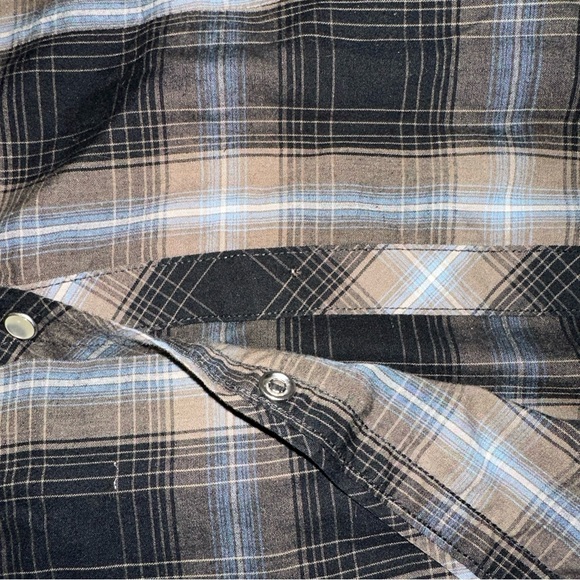 Bit and Bridle Women’s Shirt L Large Pearl Snap Flannel Long Western Plaid Black - Picture 7 of 8